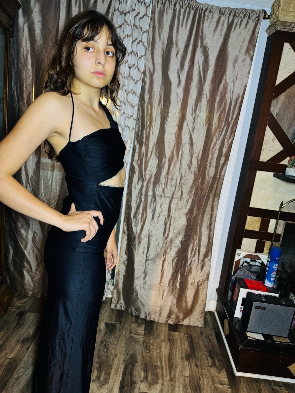 ATRIA Black Satin Slip Dress MADE IN THE USA VINTAGE